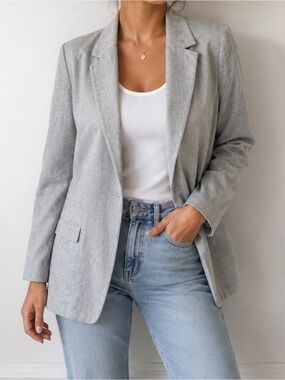 Massimo Dutti Women's Structured Gray Open Front Blazer Size‎ 10